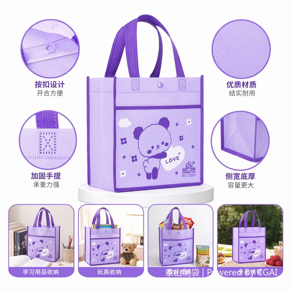Thickened foldable takeout drawstring non-woven bag 104005278
