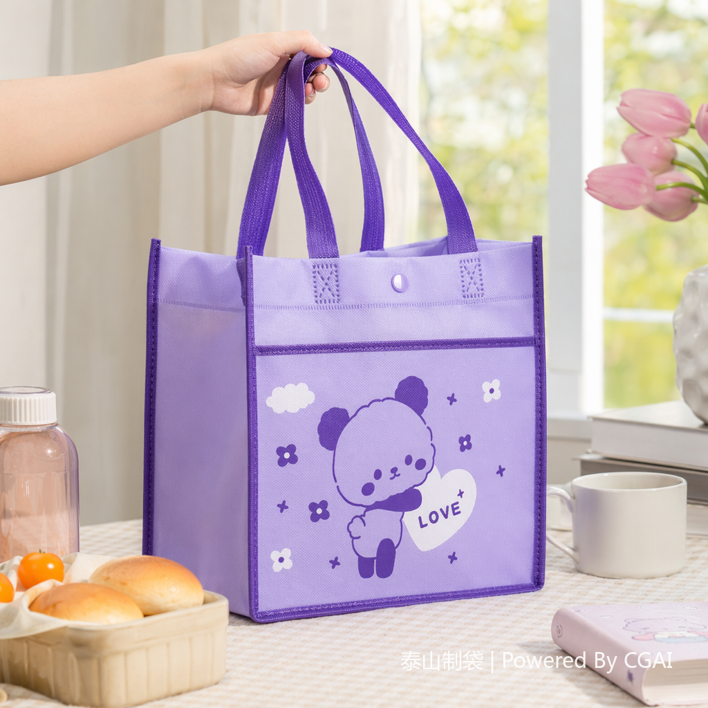 Thickened foldable takeout drawstring non-woven bag 104005278 details Picture