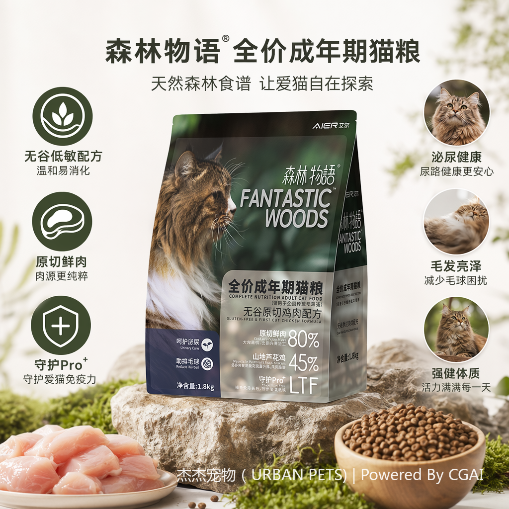 Air Complete Adult Cat Food, grain-free original cut chicken formula, suitable for adult cats to care for urinary tract and help eliminate hairballs, 1.8kg/6kg Item Picture