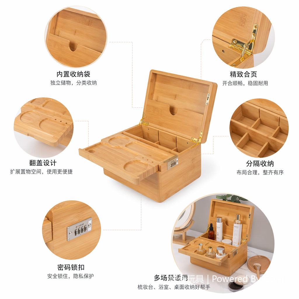 实木烟具收纳盒带托盘可定制LOGO批发