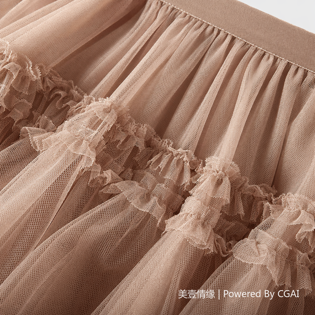 A small and elegant fairy-like long dress with a simple Korean-style mesh fabric patchwork and layers of cake layering. 100320429 Application Scenario