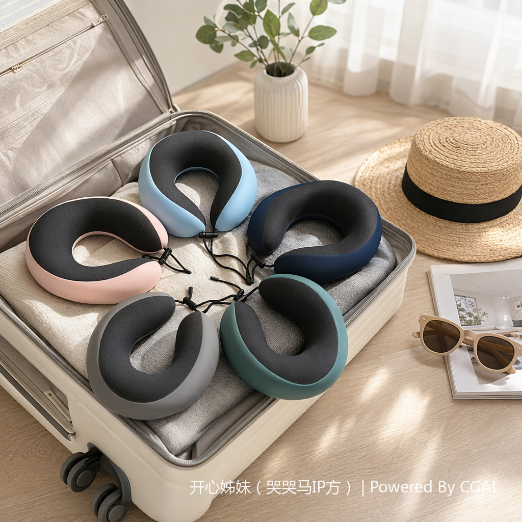 渐变条异型彩色U型旅行脖枕 便携U形枕 舒适支撑颈枕 details Picture