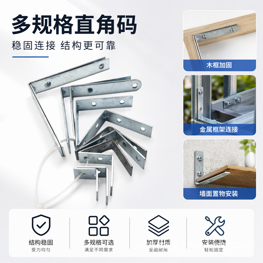 鑫海建材银色金属角码镀锌铁丝壁虎钢管金属建材