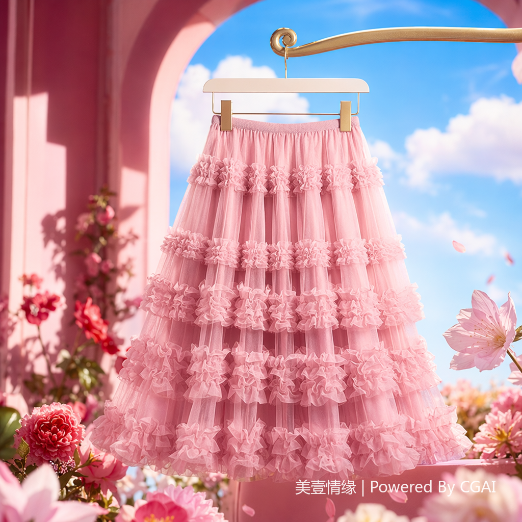 A small and elegant fairy-like long dress with a simple Korean-style mesh fabric splicing layer by layer and cake layering. 094457233 details Picture