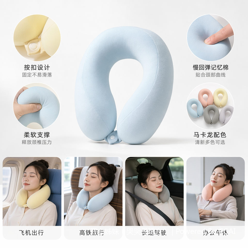 防锦异型彩色U型枕旅行脖枕U形枕舒适支撑便携U型枕