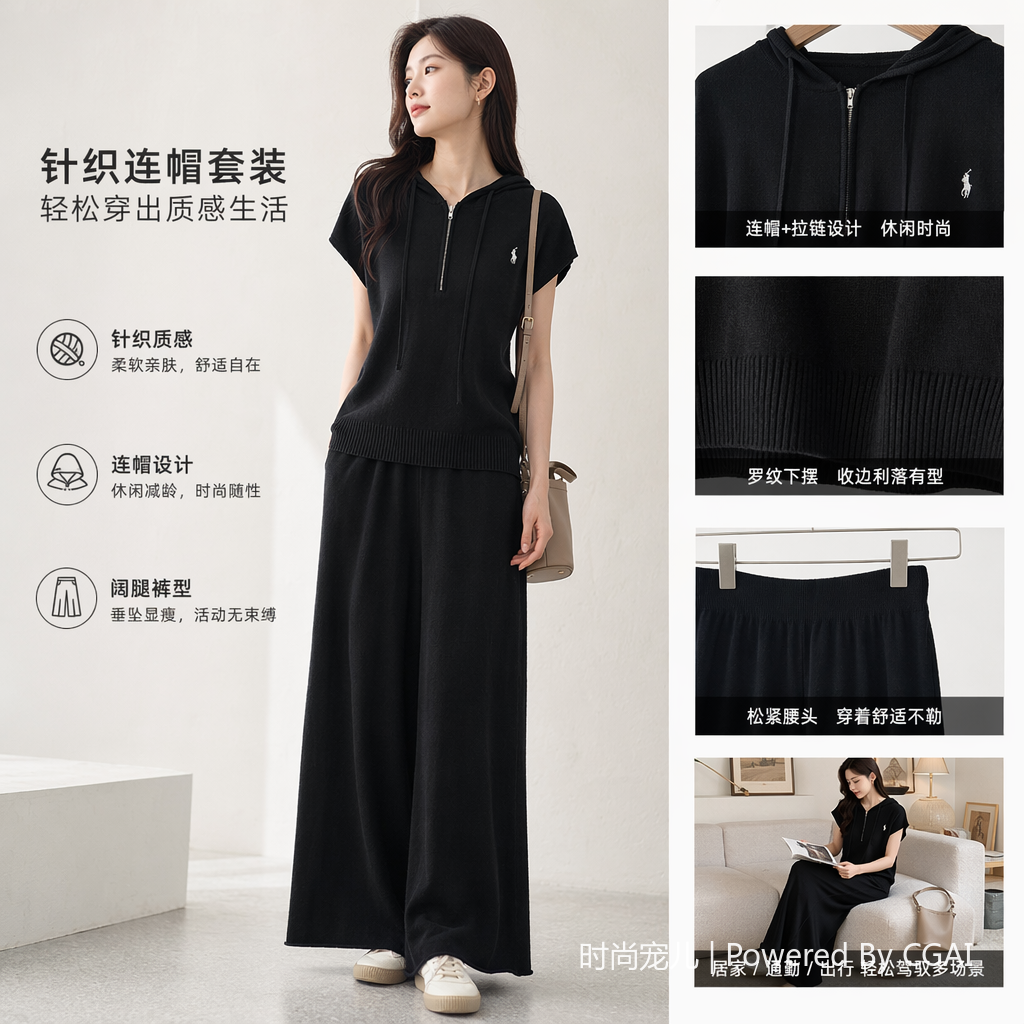裙子女收腰仙女/运动套装女夏季/碎花裙/女装裙子/时尚女套装产品图