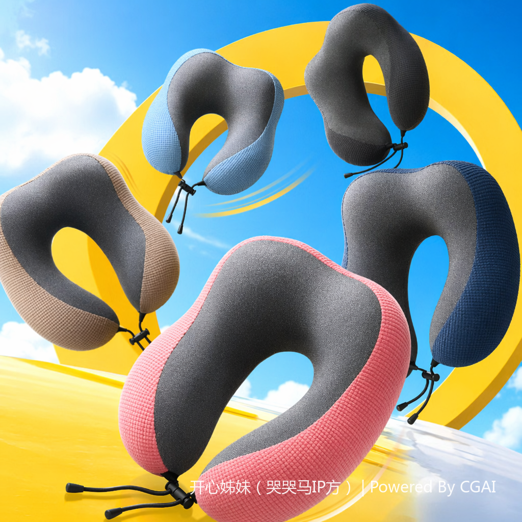 方格双峰五款彩色旅行U型枕脖枕U形枕舒适支撑颈枕 Specification image