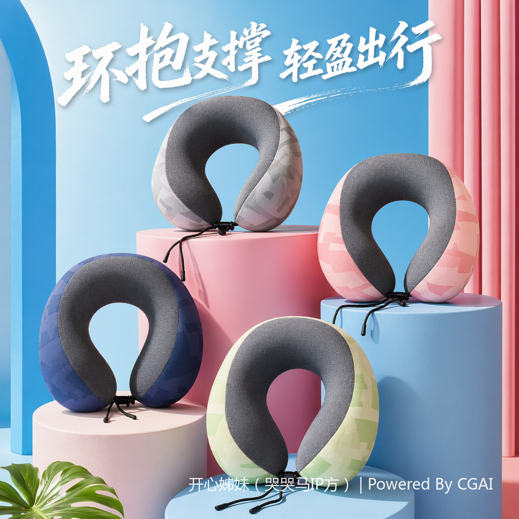 印花异型四款迷彩图案旅行U型枕脖枕 便携U形枕 Specification image