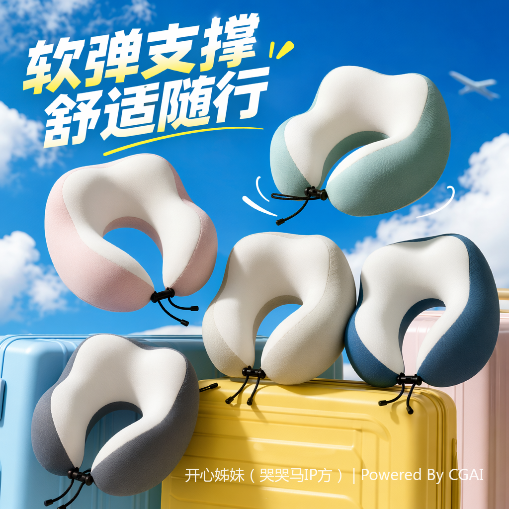 百搭星空条五款彩色旅行U型枕 舒适脖枕 U形枕 Specification image