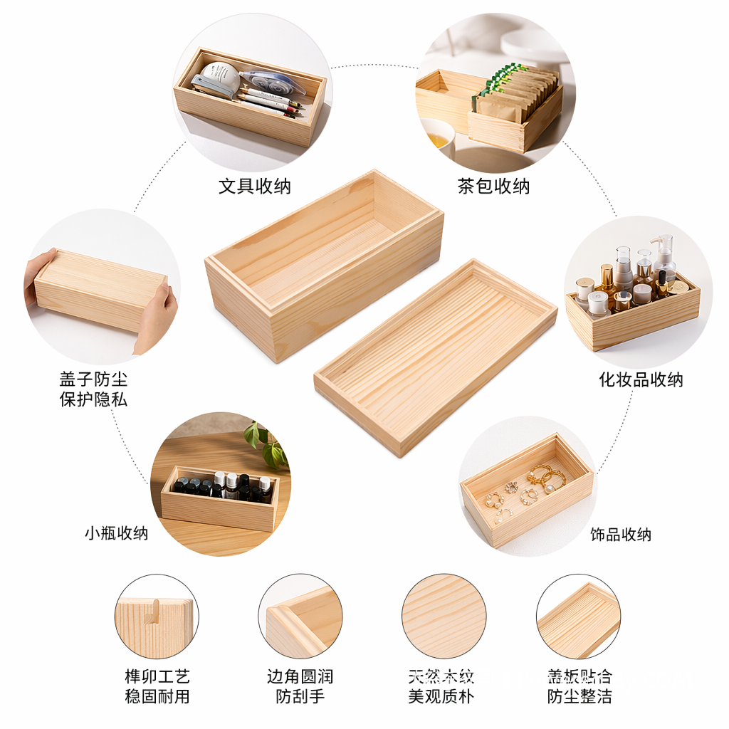 长方形木质礼品盒首饰盒收纳盒伴手礼包木盒可定制