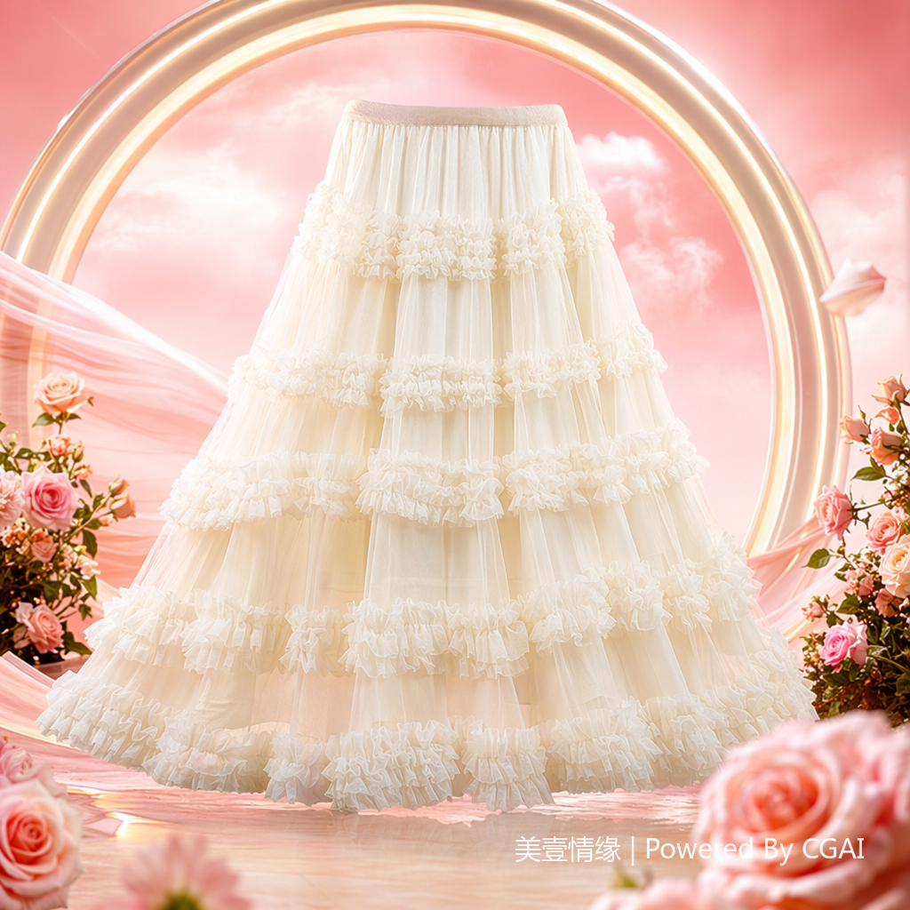 A small and elegant fairy-like long dress with a simple Korean-style mesh fabric patchwork and layers of cake layering. 102454073 details Picture