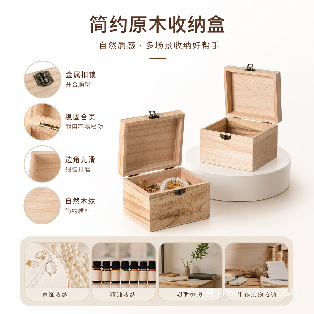 浅色木纹小方盒其他纸类包装容器