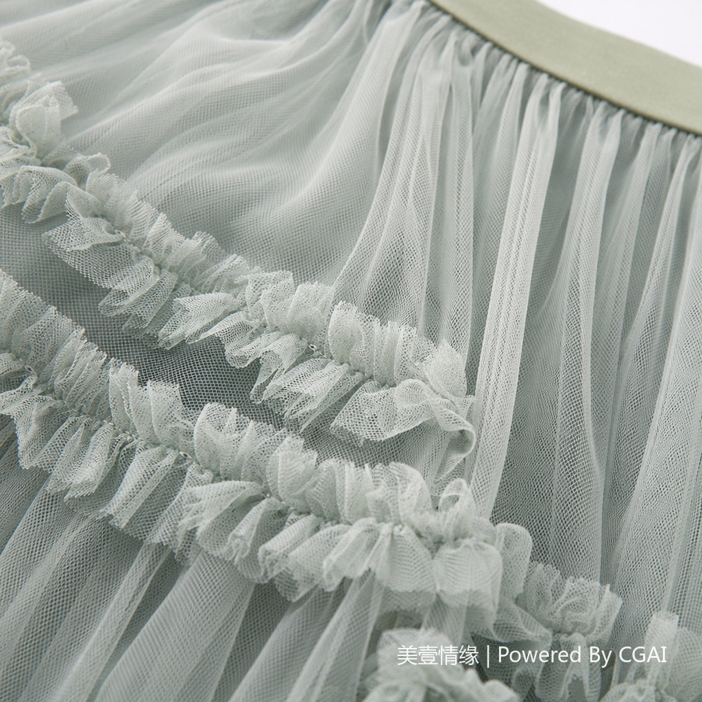 Light green multi-layered ruffled chiffon skirt, Lace body-hugging JK skirt Application Scenario