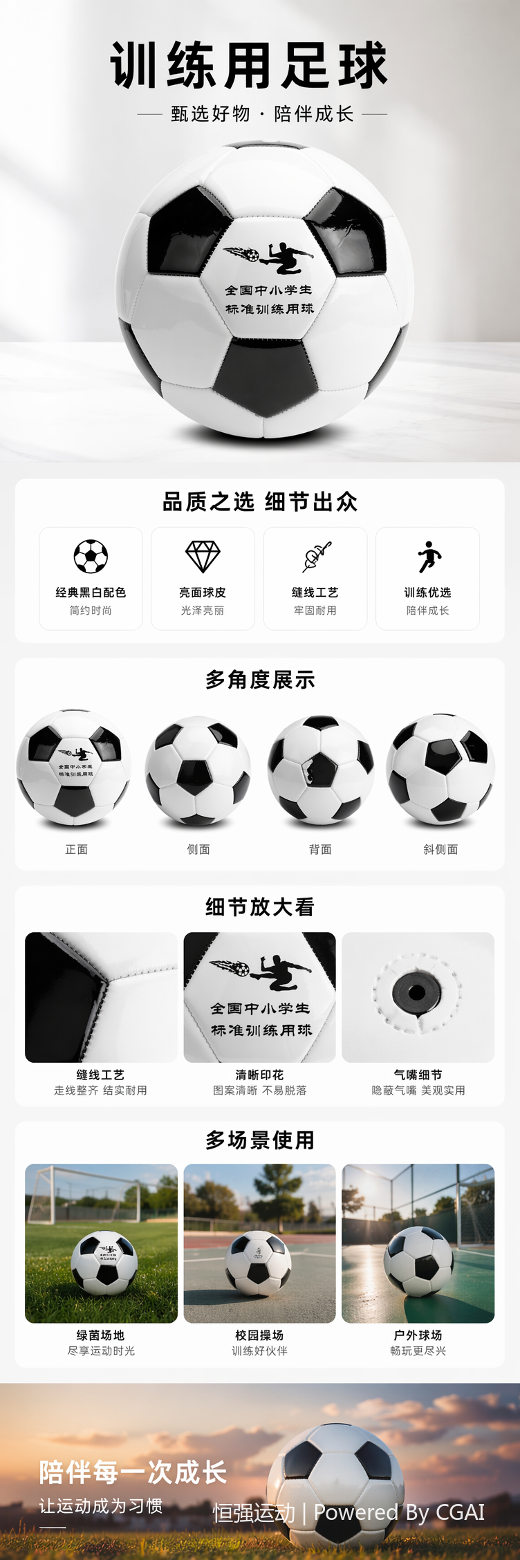 全国中小学生标准训练用球黑白块PVC机缝耐磨比赛批发详情1