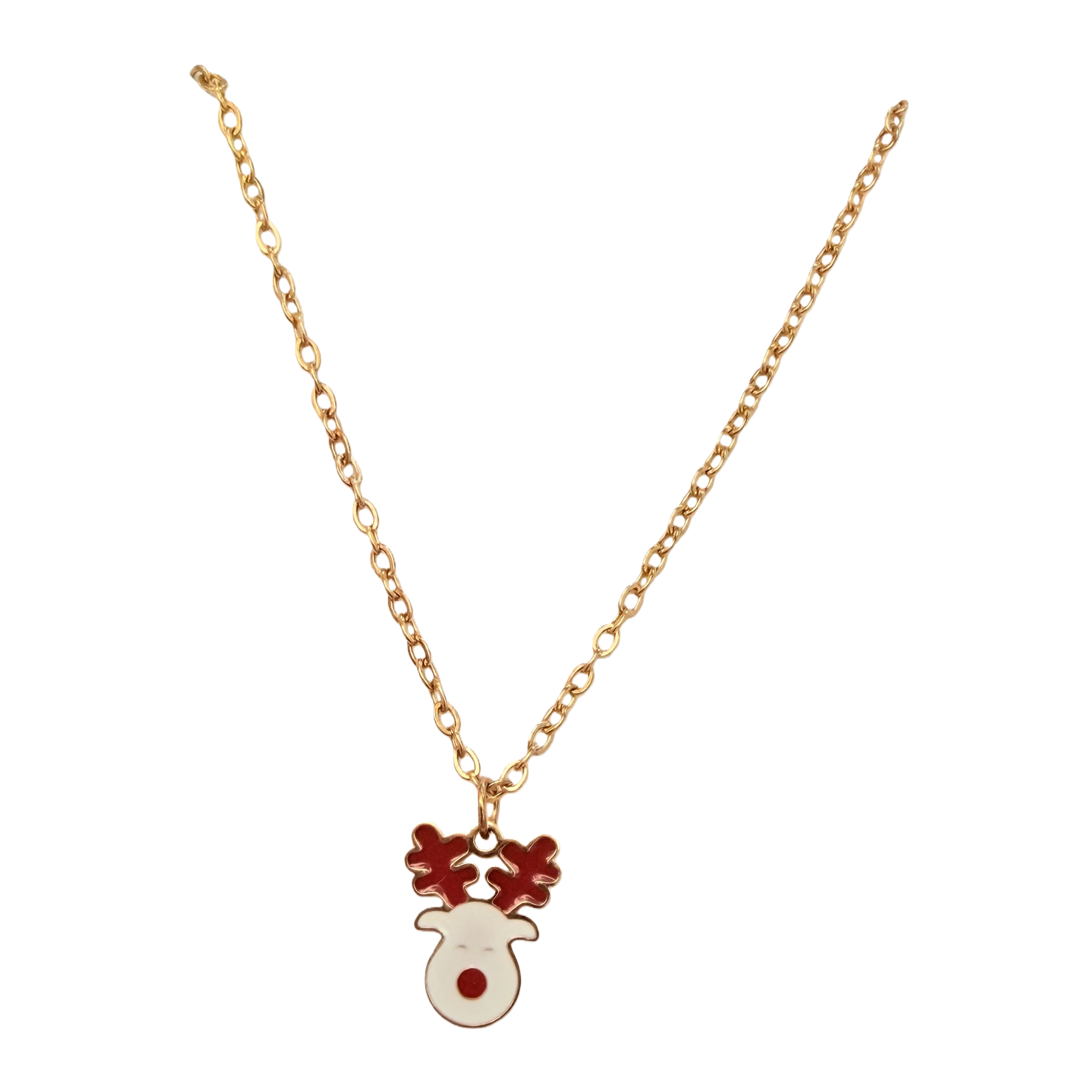 Christmas limited edition elk oil drip necklace, female stainless steel collarbone chain, niche atmosphere, cute cartoon, student autumn and winter holiday sweater chain Item Picture