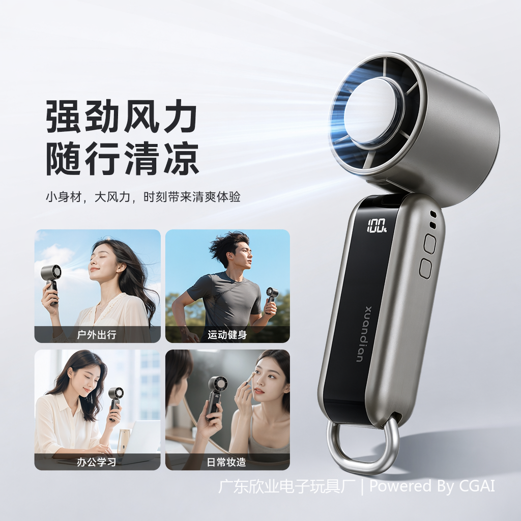 Silver semiconductor cooling handheld small fan circulating fan portable small wind cannon