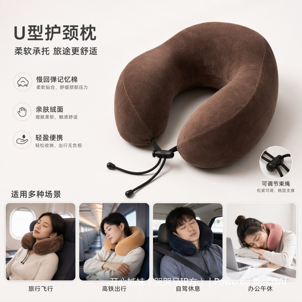 异型氨纶六款彩色U型枕旅行脖枕记忆棉U形枕