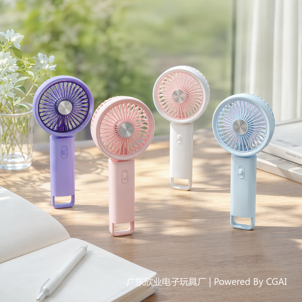 Simple and colorful buckle-mounted solar circulating electric fan, small fan, portable and silent design details Picture