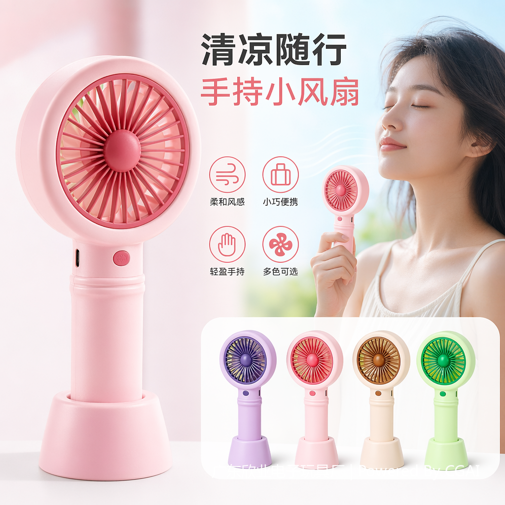 Colorful mini handheld fan, colorful small fan, outdoor portable silent model