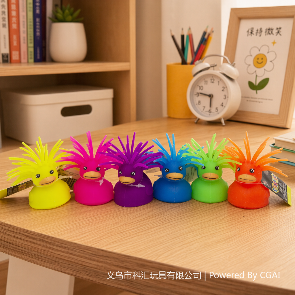 Rock 'n' roll colorful furry duckling glitter toys, children's summer beach toys