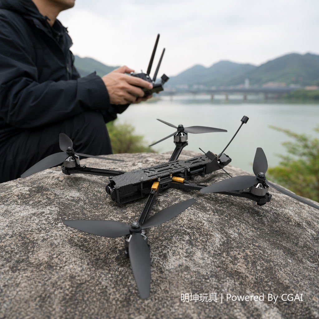 Black carbon fiber drone, with a four-axis design and high-definition camera and antenna, is a professional aerial photography tool with a strong sense of technology! details Picture