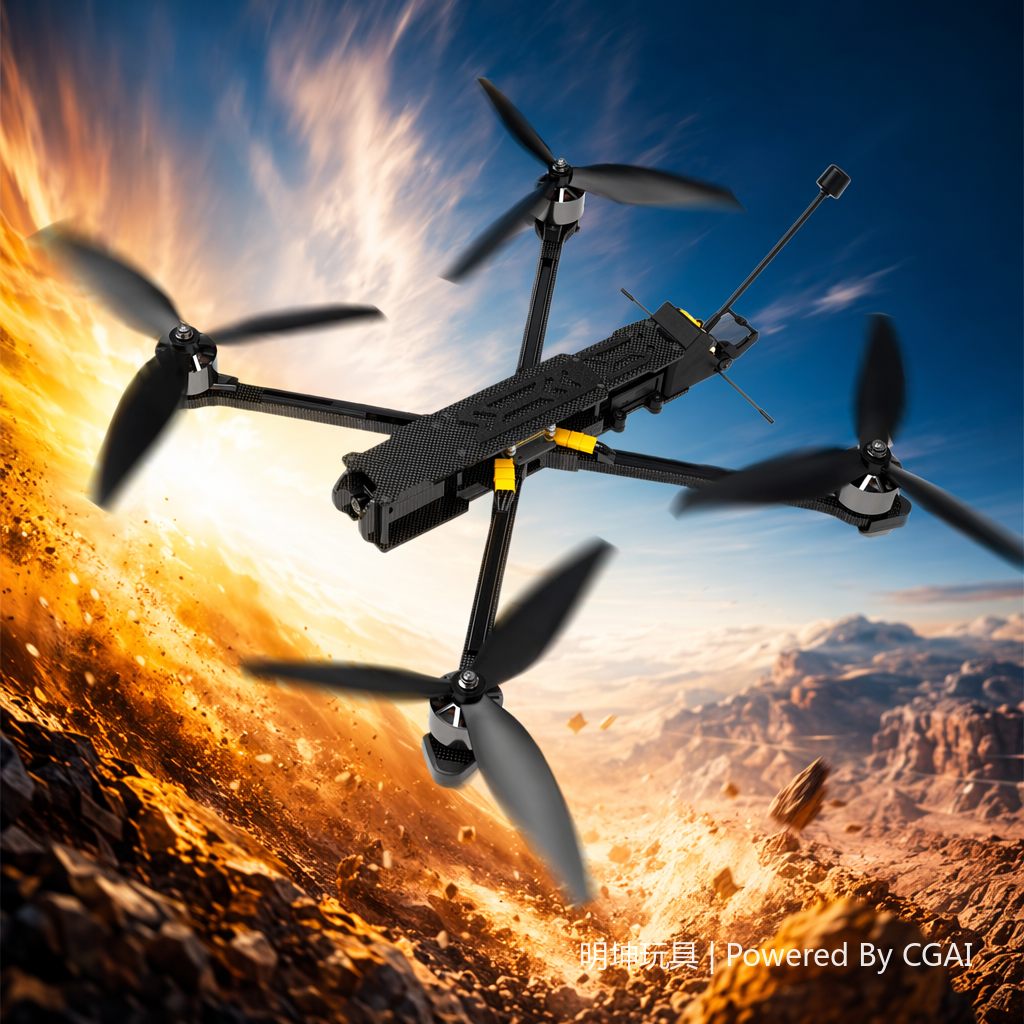 Black carbon fiber drone, with a four-axis design and high-definition camera and antenna, is a professional aerial photography tool with a strong sense of technology! Specification image