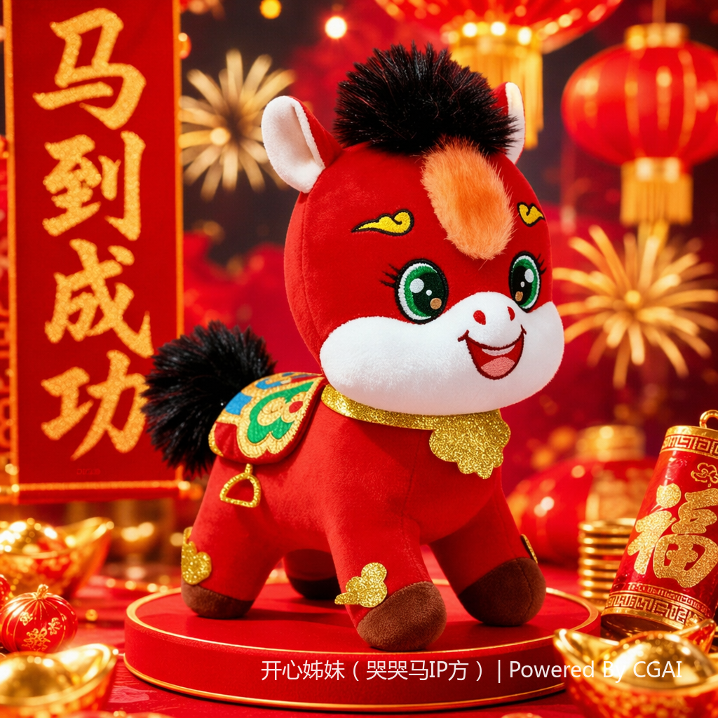 多尺寸20/25/30/40红色卡通一马当先玩偶 公仔 毛绒玩具生肖马公司年会伴手礼尺寸 Specification image