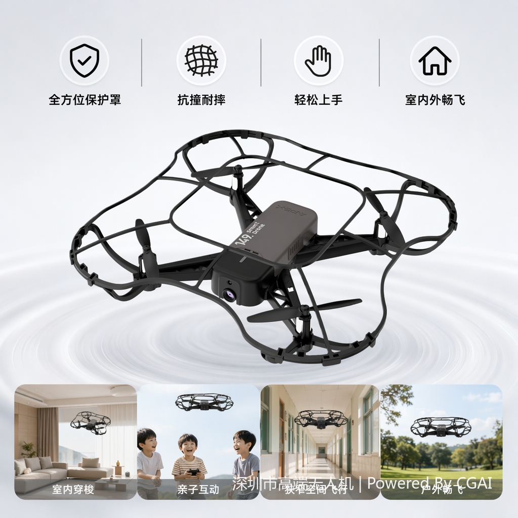 黑色无人机 多功能航拍遥控飞行器图