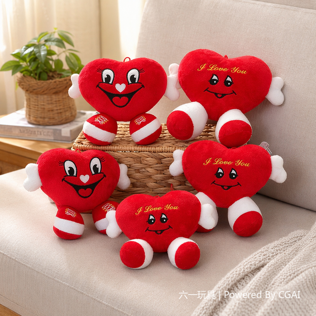 Dolls, heart-shaped plush toys, schoolbags, keychains, pendants, cute cartoon and anime merchandise, wholesale for foreign trade, Valentine's Day