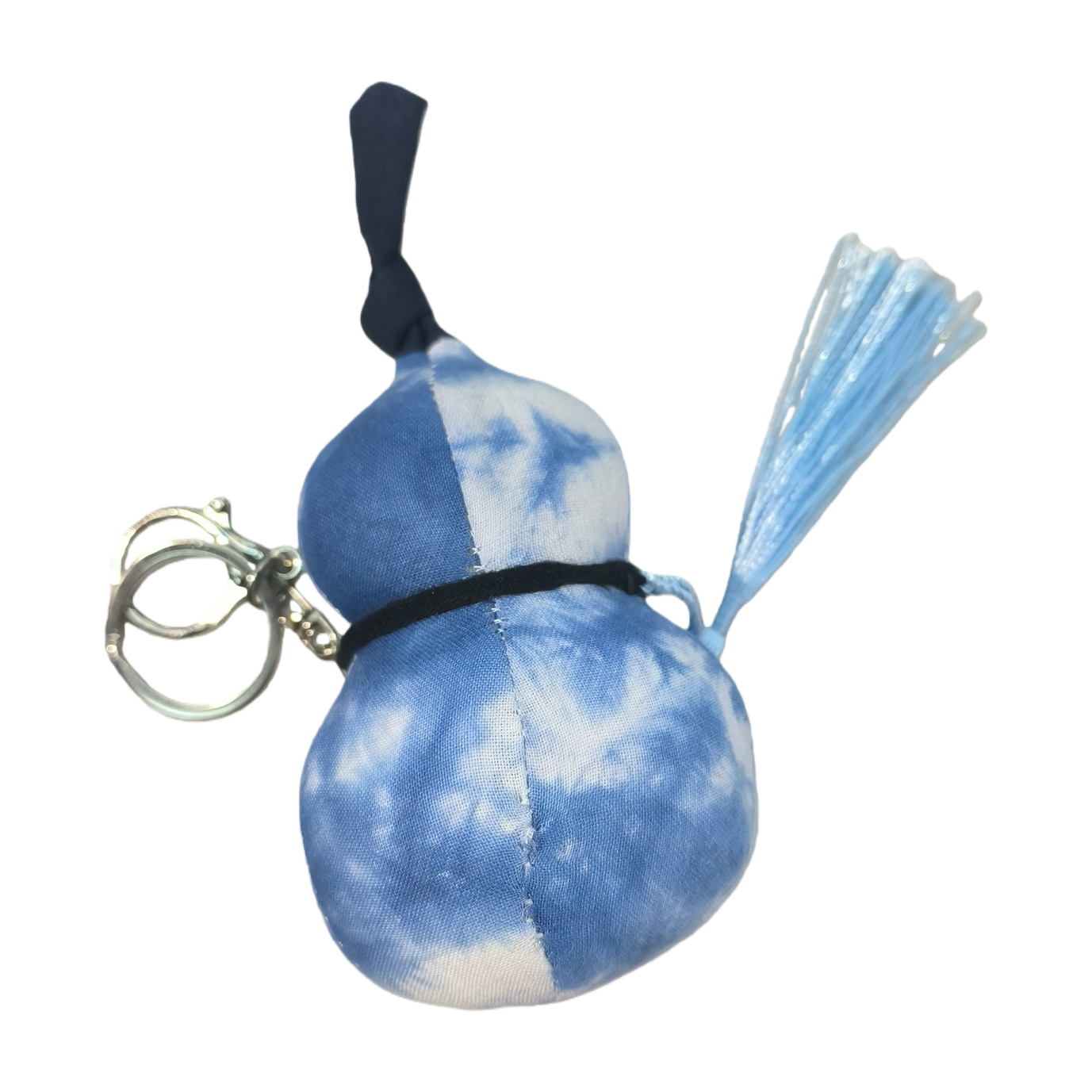 Blue and white tie-dyed gourds, ocean gourds, keychains, necklaces, lock metal parts Item Picture
