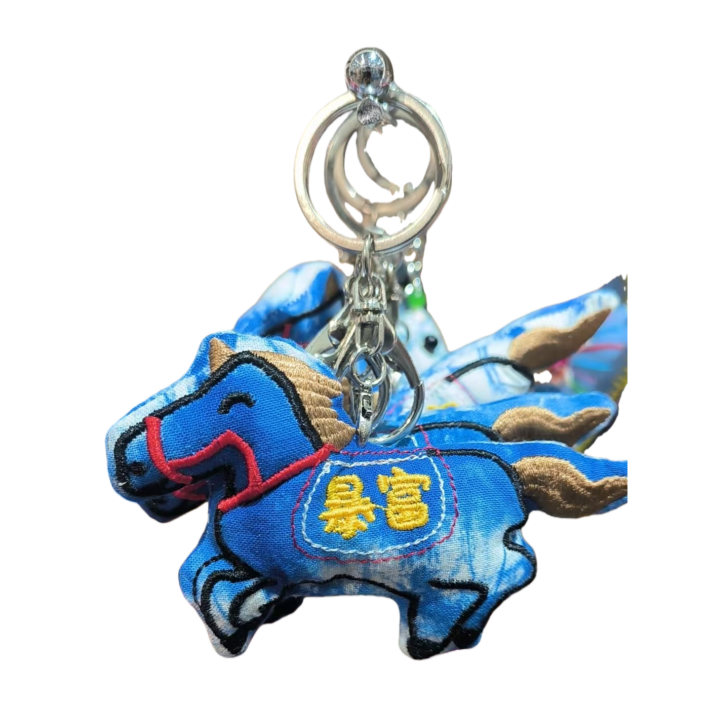 Tie-dyed and embroidered small horse pendant Item Picture