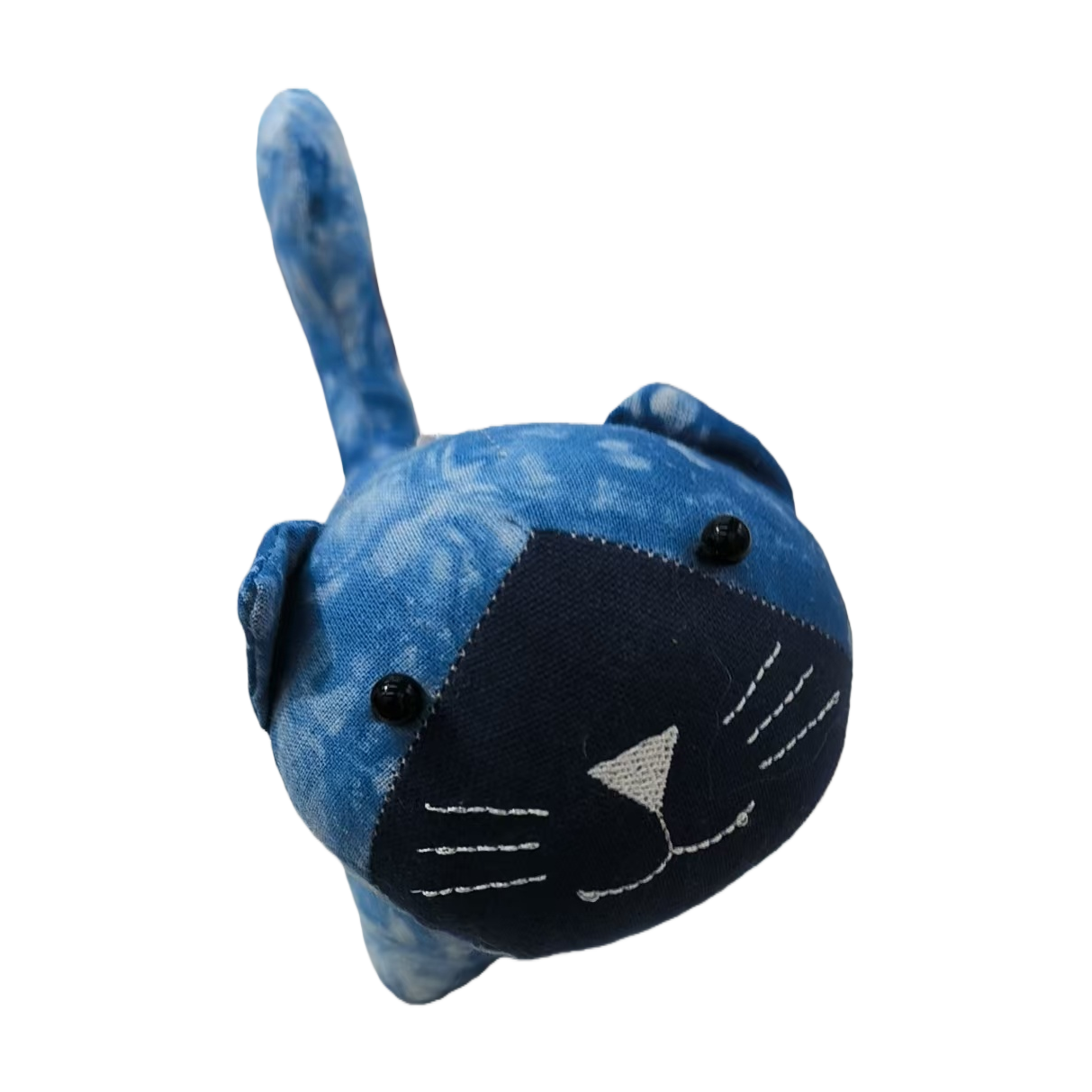 Blue tie-dyed fabric cat doll doll Item Picture