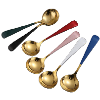 金色硅胶陶瓷调羹咖啡棒勺子套装跨境百货 Item Picture