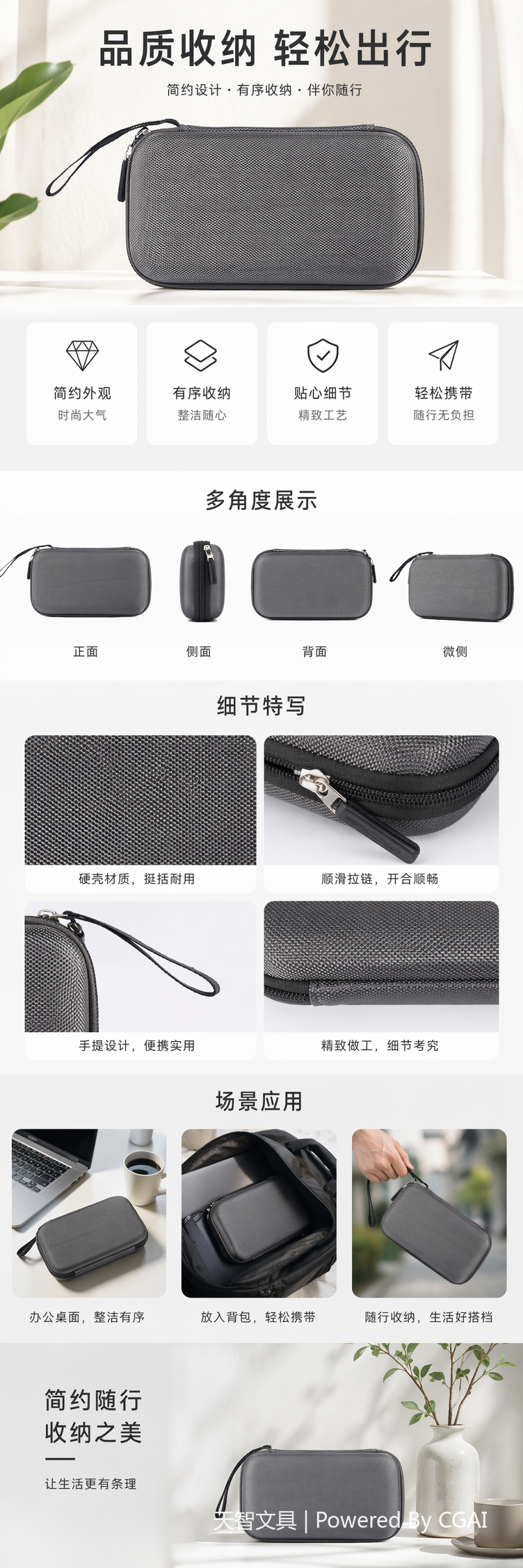 EVA硬壳防摔抗压时尚简约款开学用品笔袋详情1