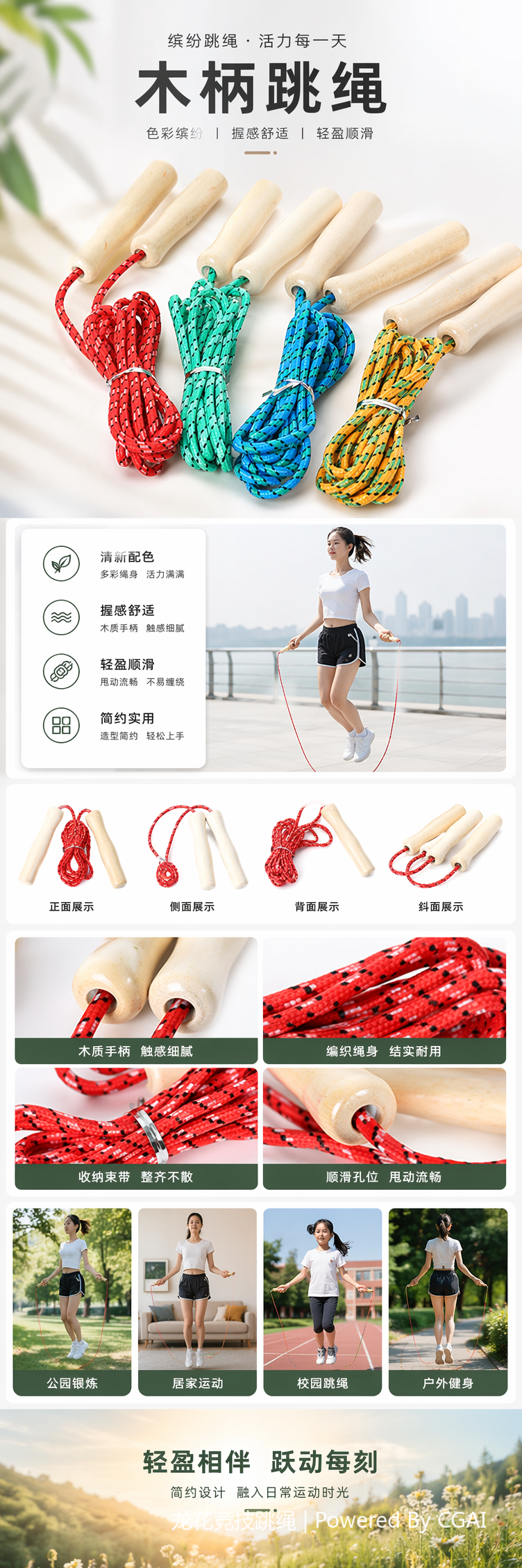 彩色跳绳体育用品户外运动无绳跳绳跳绳文具套装详情1