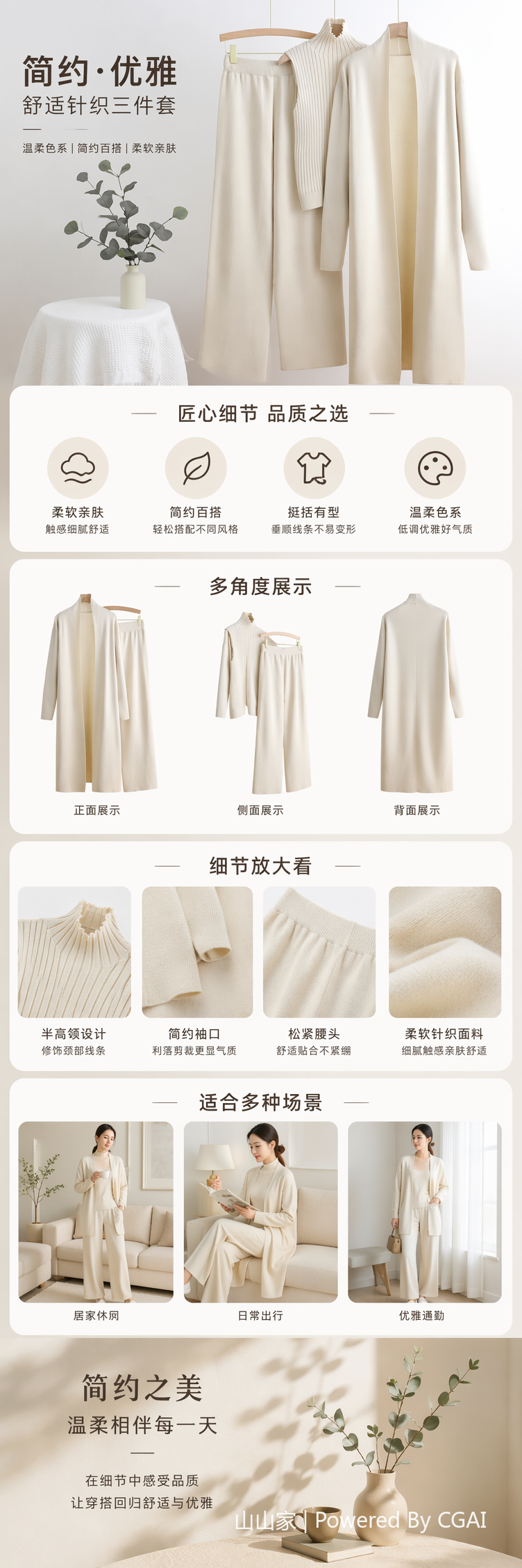 跨境欧美新品创意骏马刺绣撞色长袖毛织外套+休闲针织短裙两跨境172759421详情2