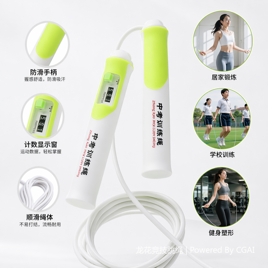 彩色跳绳PVC加粗手柄体育用品户外运动健身器材