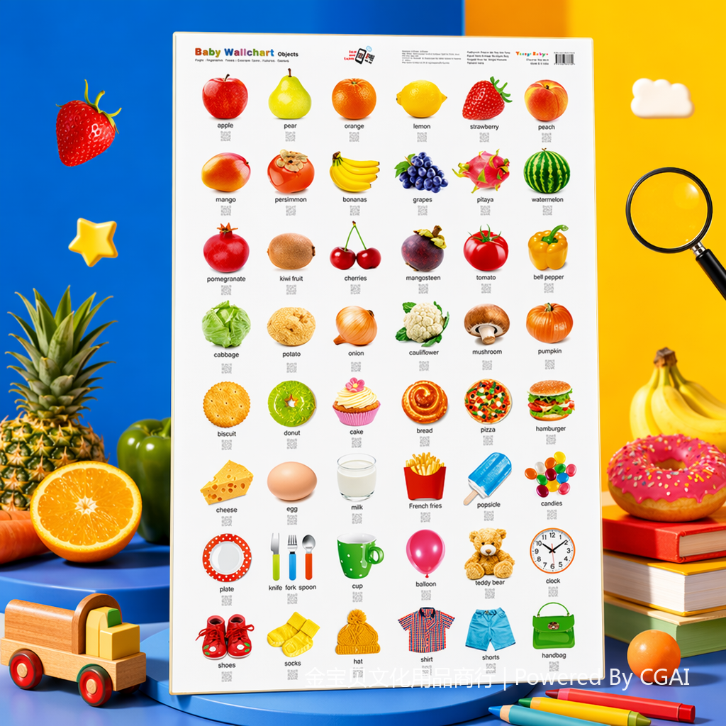 فواكه وخضر ملونة، ملصقات أطفال ملونة، تنورات اغتسال لاصقة للماء Specification image