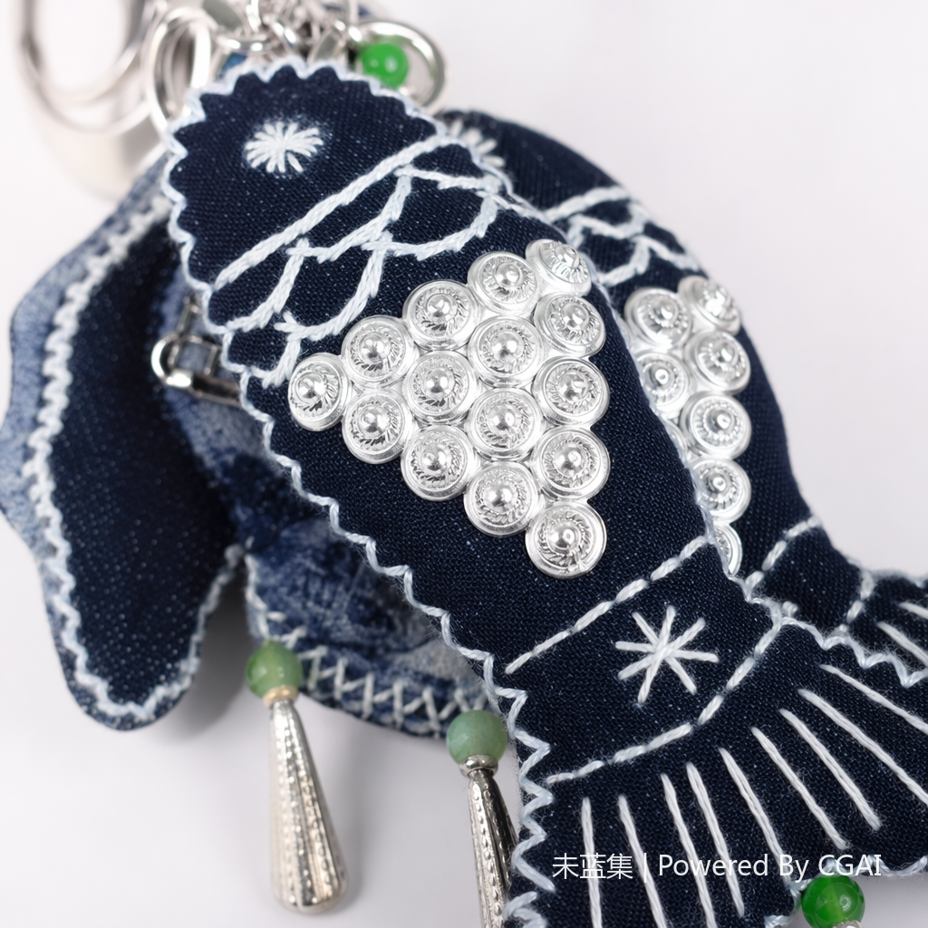 Deep blue fish-shaped embroidered pendant, double hanging palace bell pearl pendant, empty stand with mugwort inside Application Scenario