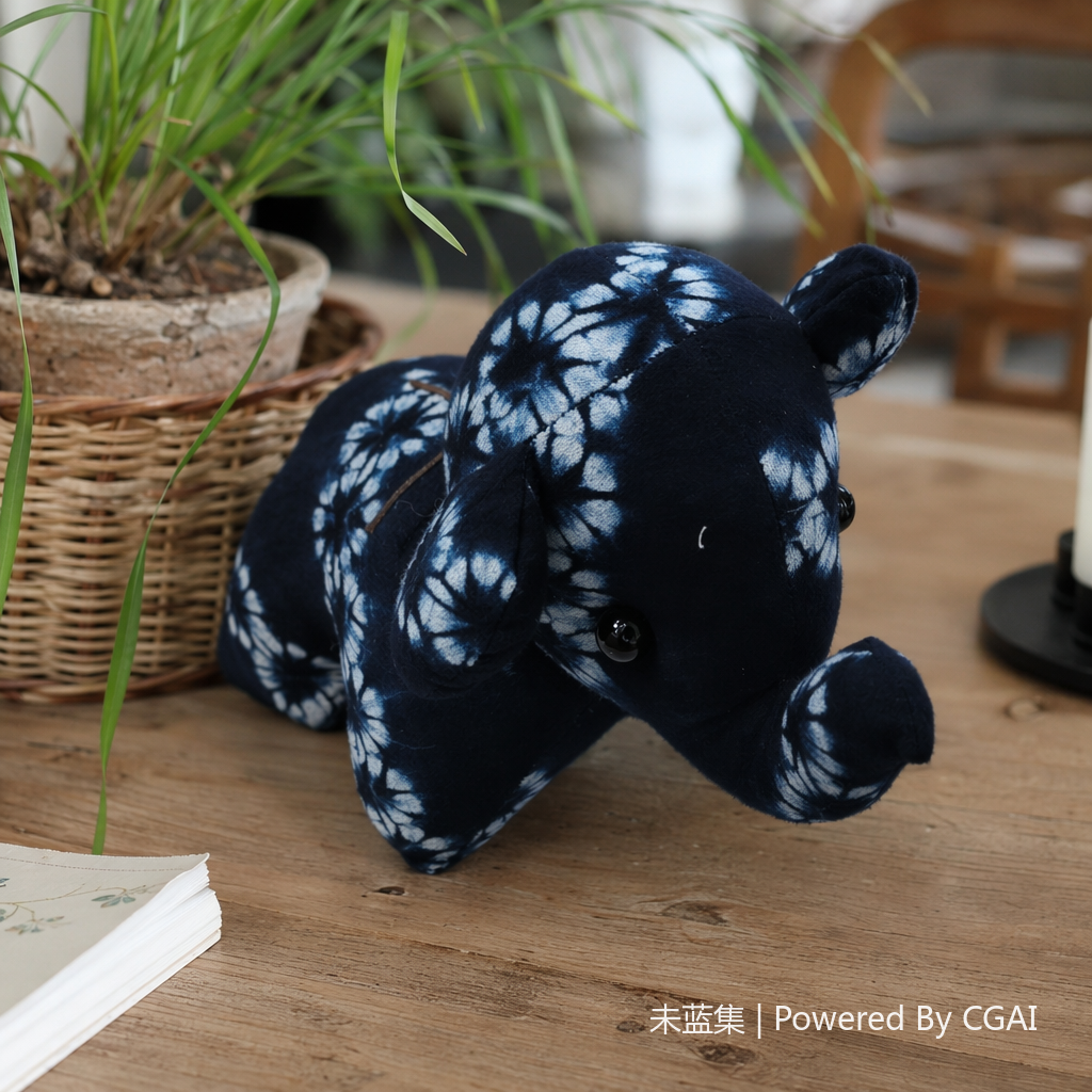 Blue and white tie-dyed elephant dolls, other plush toys, soft and cute home decorations details Picture