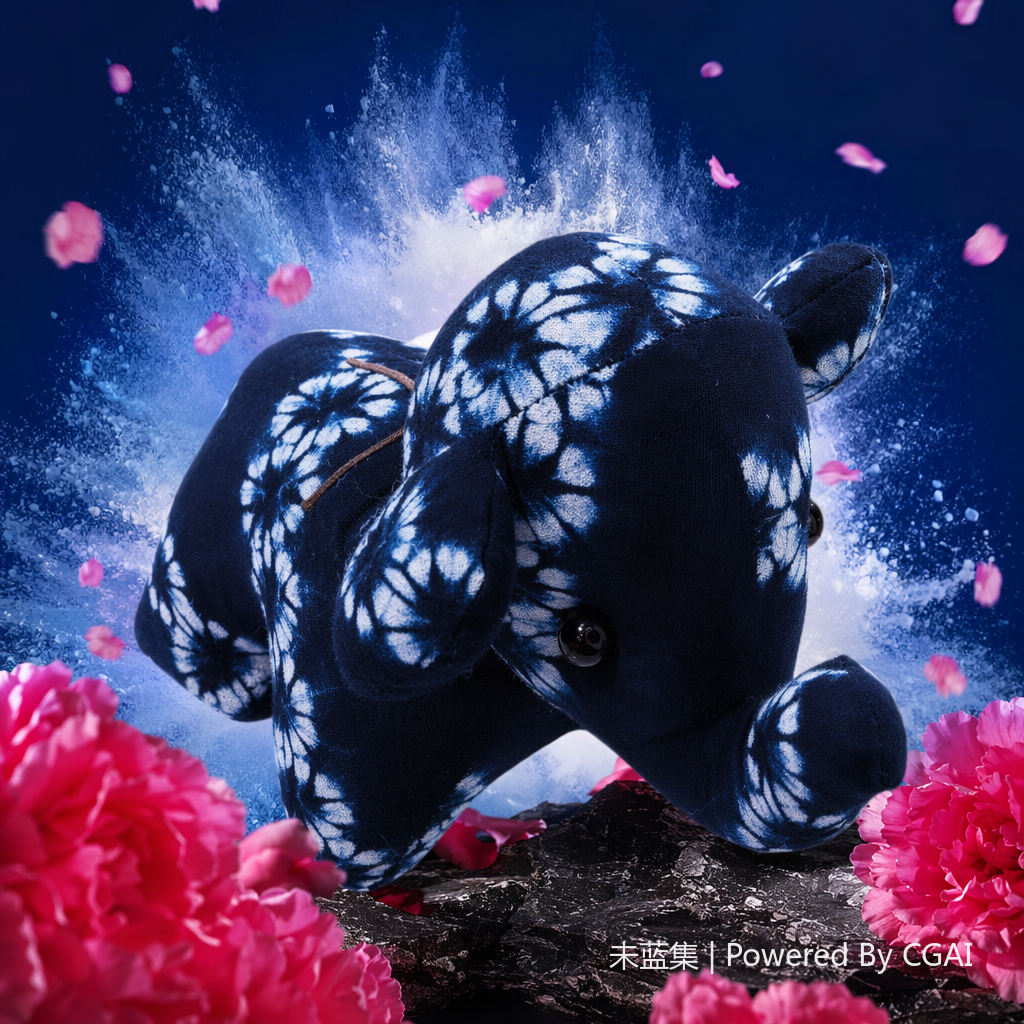 Blue and white tie-dyed elephant dolls, other plush toys, soft and cute home decorations Specification image