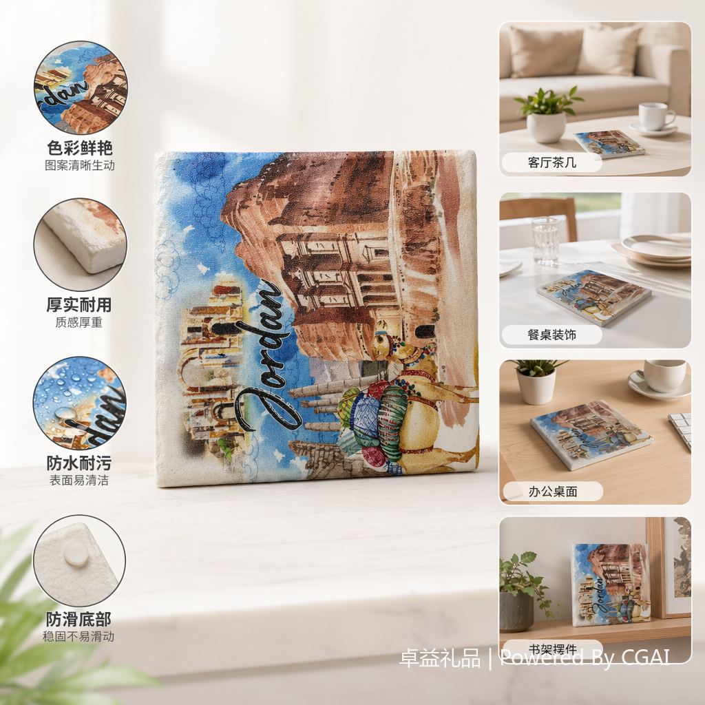 彩色旅游纪念品海洋系列镜子礼赠方形皮镜实用用品