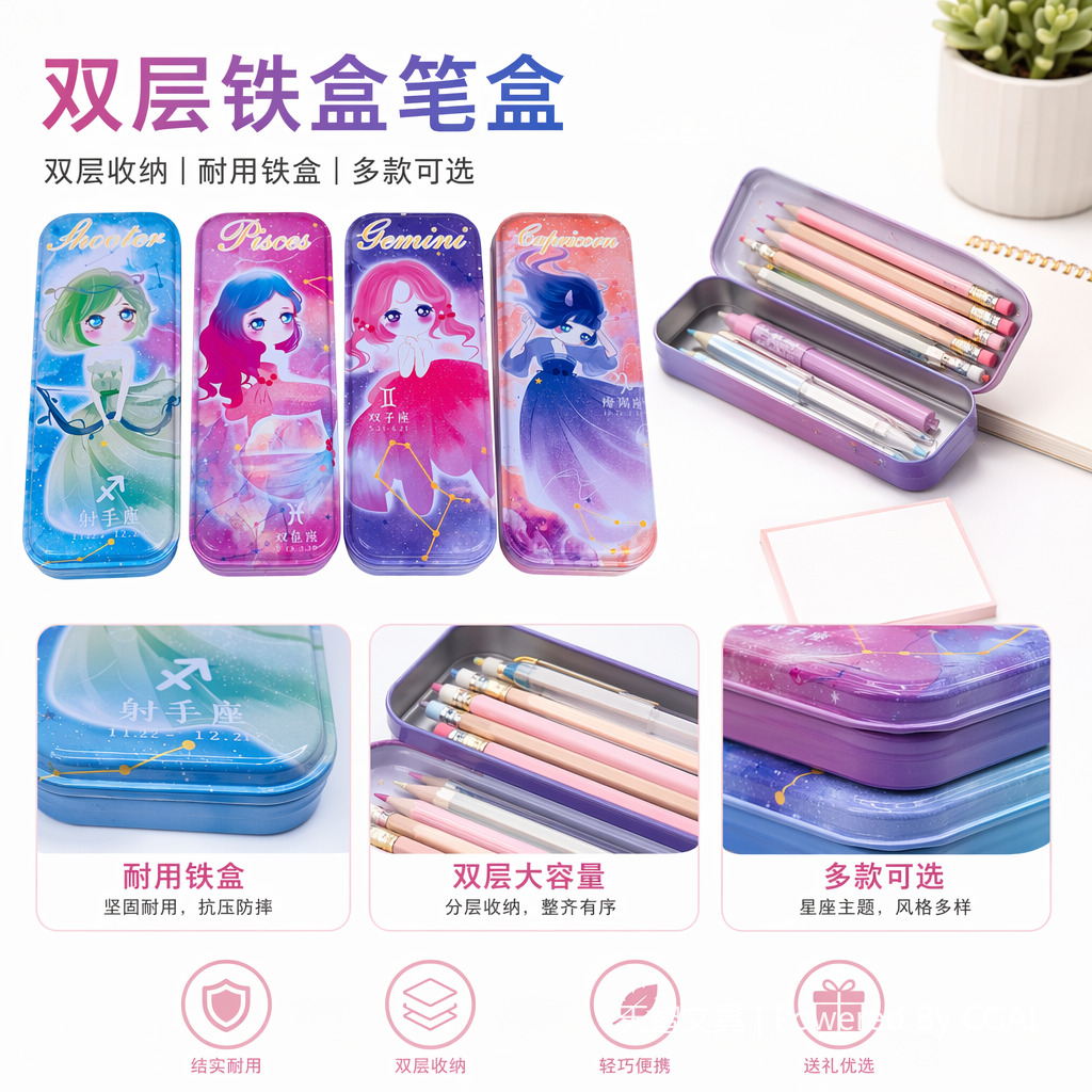 彩色星座主题计算器文具盒B-04海洋风文具