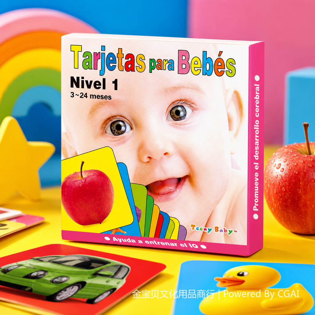早教闪卡潜能开发彩色婴儿卡片盒含红苹果图案Tarjetas para Bebés Nivel 1 Specification image