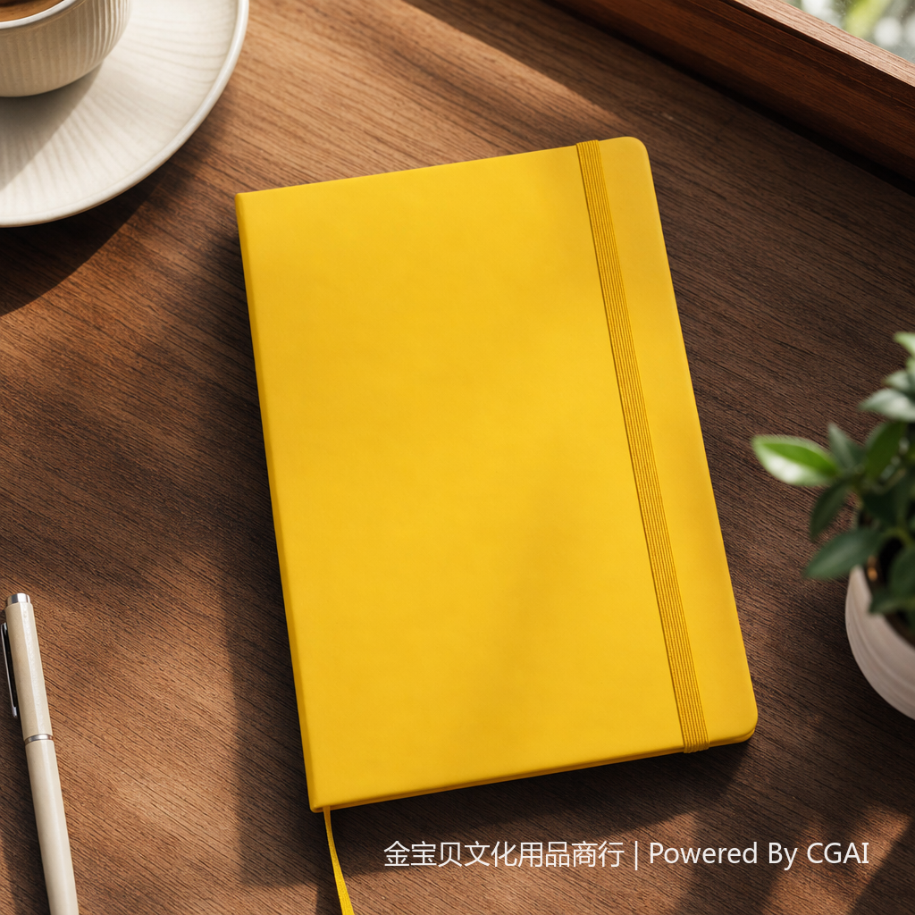Orange-yellow Chinese-style cowhide notebook, yellow notepad, notebook details Picture