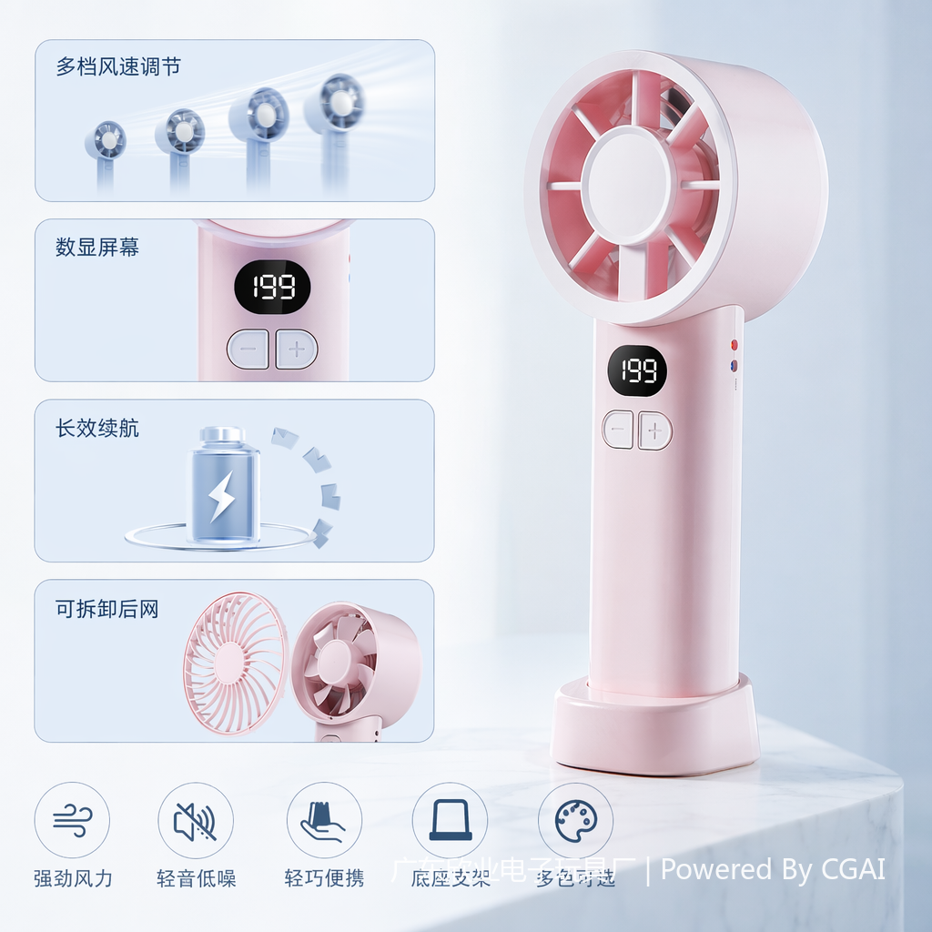 Colorful mini handheld fan, colorful small fan, outdoor portable silent model 094728141