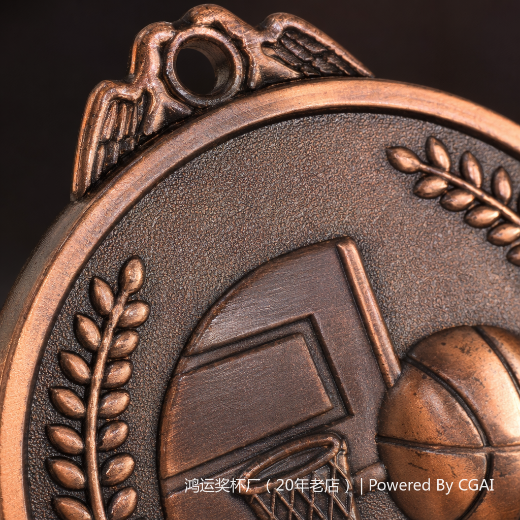Copper-colored basketball medal, gold foil paper, plastic base, desktop nameplate Application Scenario