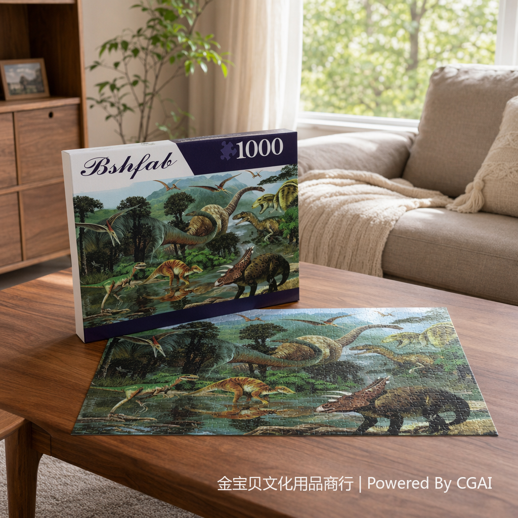 彩色恐龙主题1000片拼图盒 拼板拼豆积木拼图 details Picture