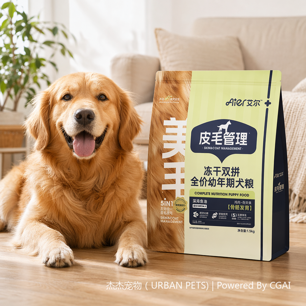 Freeze-dried double-ingredient full-price puppy dog food with chicken and kiwi fruit formula, suitable for puppy dogs for hair care, skin care and bone development. 1.5kg/5kg/10kg details Picture