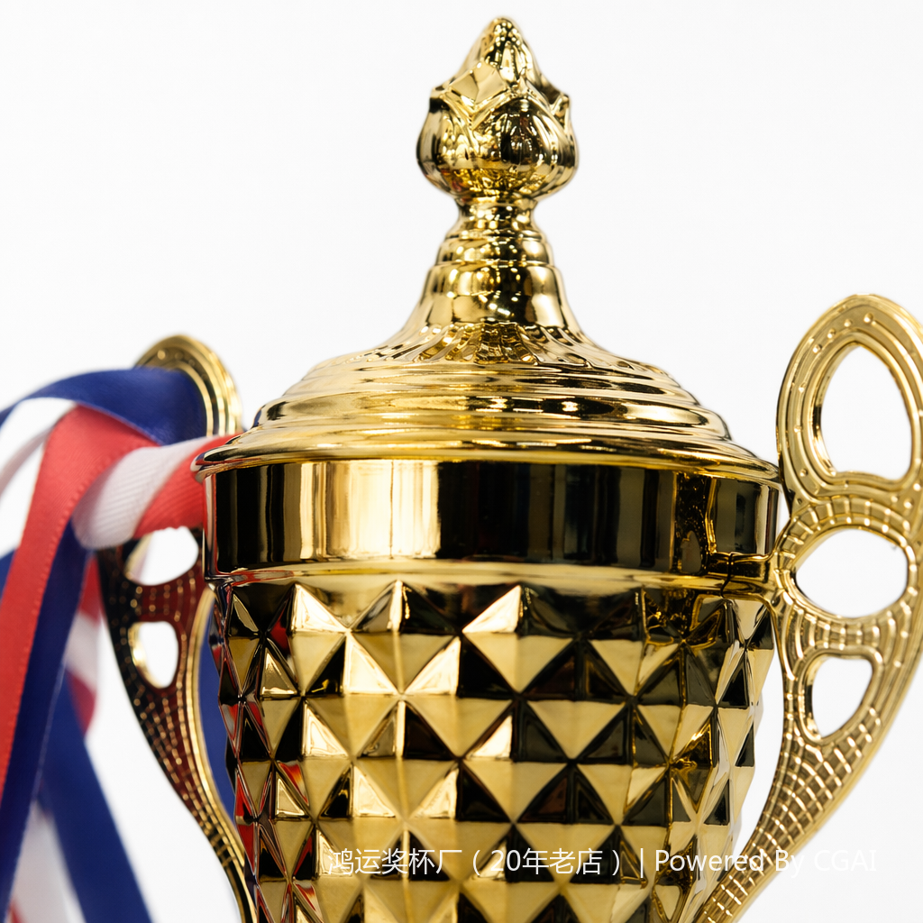 A large golden crystal trophy or medal with a plastic base Application Scenario